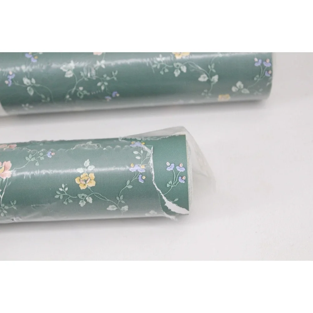 Deadstock Vintage MCM Borden Green Vinyl‎ Wallcovering 3 rolls WC829 3 - WB828